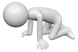 手をついて落ち込む棒人間の3Dイラスト